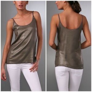 Vince Sequin Tank Top Medium gold gray